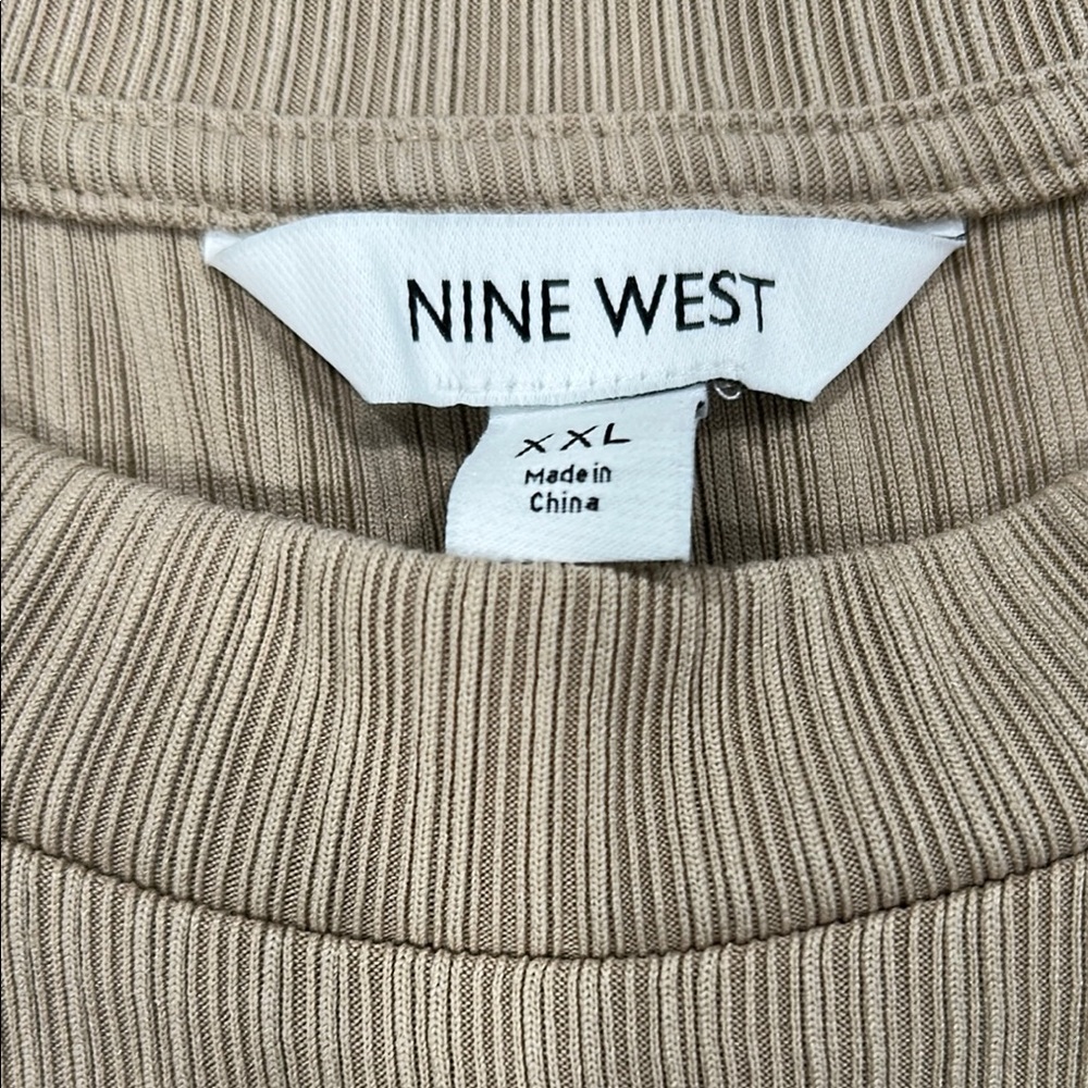 Nine West Ribbed Beige Muscle Tee - Picture 2 of 3